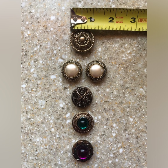 Collection of 12 Vintage Decorative Accent Gold Tone Metal Button Covers - Picture 3 of 13